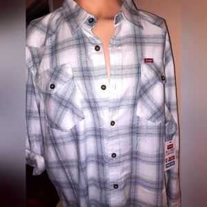#502 men's wrangler grey cowboy wash button down long sleeve shirt 2xl 3xl